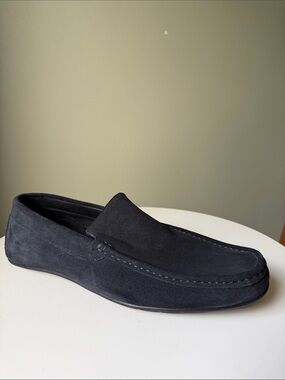 Anthony Veer Navy Suede Moc Toe Loafers Size 14 Leather Slip-On Driving Style